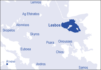 Lesbos locator map