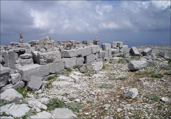 Remains of the altar of Zeus Atabyrios on the summit of Atavyros